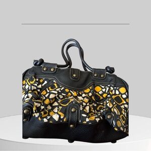 Limited Edition Black and Yellow Patterned Women's Bag 11.5 x 7.5 x 4.5” 15”